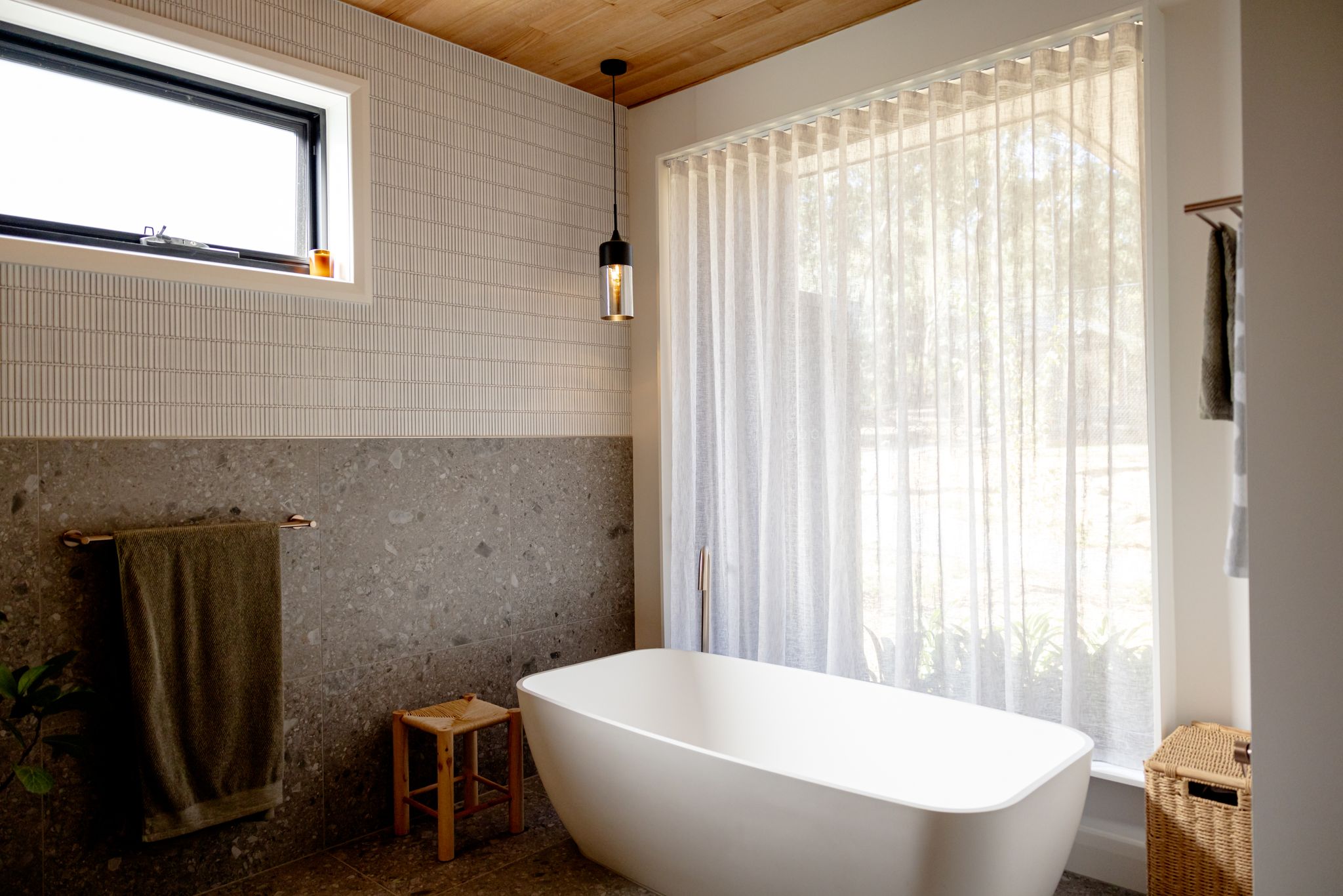 Sheer Curtains S-Fold in Bathroom next to bath tub in Yarra Glen (postcode} VIC