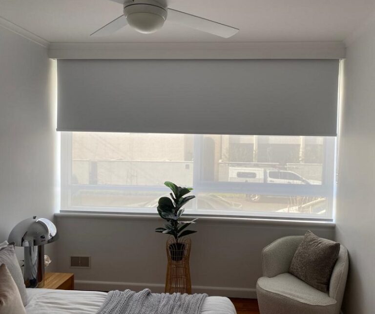 Blockout and sunscreen double roller blind combination with matching pelmet