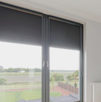 Blockout roller blinds in open position